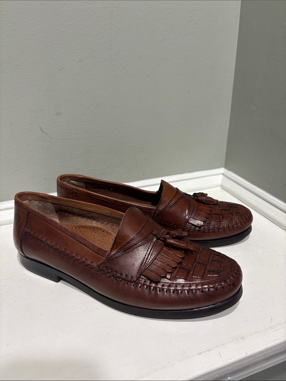 Giorgio Brutini Men's Brown Leather Tassel Loafers-size 12W